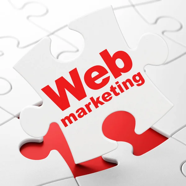 Σχεδίαση Web: Web Marketing σε φόντο παζλ — Φωτογραφία Αρχείου