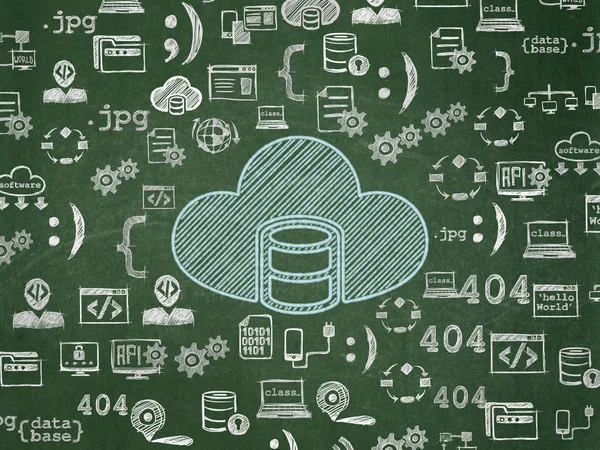 Programmierkonzept: Datenbank mit Cloud auf Schulboard-Hintergrund — Stockfoto