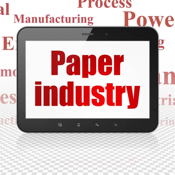 Concepto de industria: Tablet Computer con industria del papel en exhibición —  Fotos de Stock