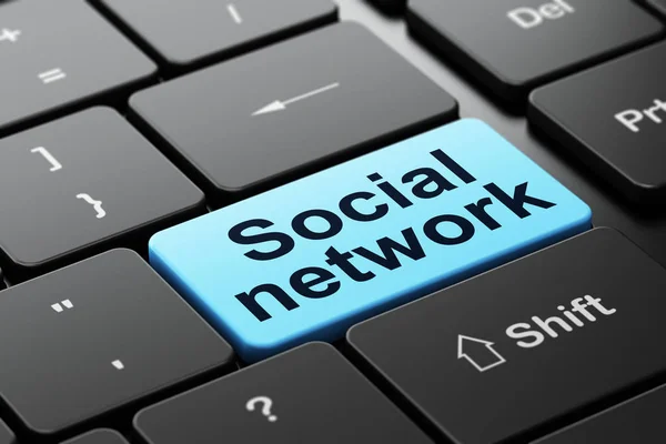 Концепция социальной сети: Социальная сеть на фоне компьютерной клавиатуры — стоковое фото