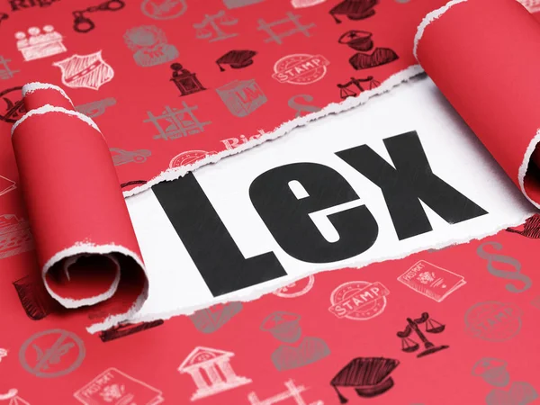 Law concept: black text Lex under the piece of  torn paper — Stock Photo, Image