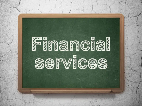 Pénznem koncepció: pénzügyi szolgáltatások a háttérben chalkboard — Stock Fotó