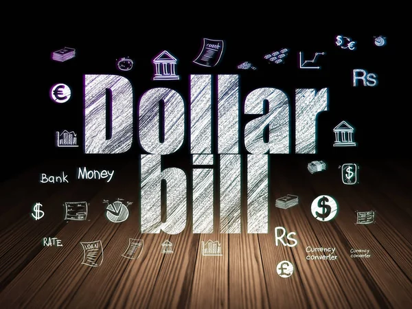 Концепция денег: Доллар Билл в гранж-темной комнате — стоковое фото