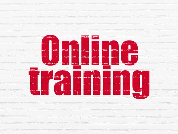 Konsep pembelajaran: Pelatihan online pada latar belakang dinding — Stok Foto