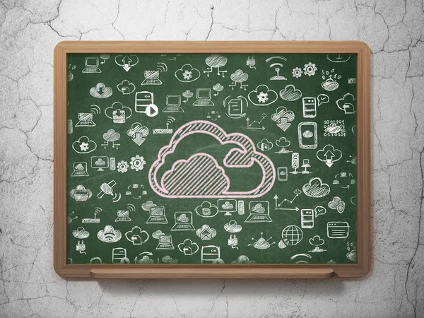 Cloud-Technologie-Konzept: Cloud auf Schulboard Hintergrund — Stockfoto