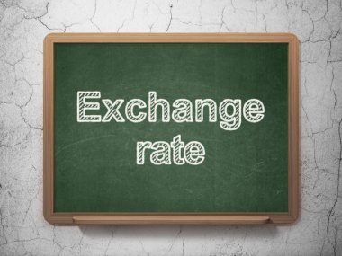 Para kavramı: Döviz Kuru kara tahta arka plan üzerinde