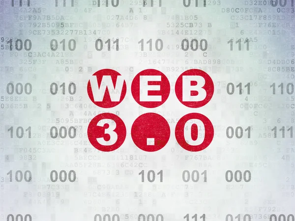 Conceito de desenvolvimento Web: Web 3.0 em fundo de papel de dados digitais — Fotografia de Stock