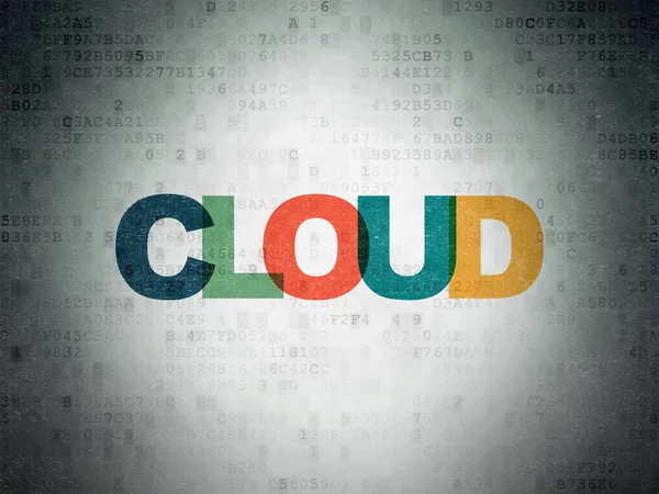 Концепція хмарних мереж: Хмара на фоні паперу цифрових даних — стокове фото