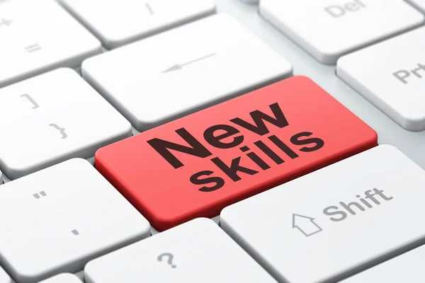 Education concept: New Skills on computer keyboard background — Stock Photo, Image