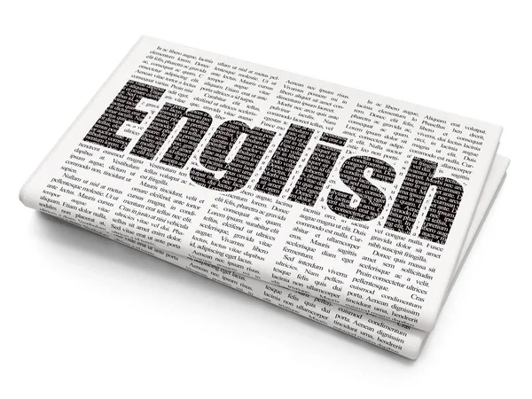 Conceito de aprendizagem: Inglês sobre fundo de jornal — Fotografia de Stock