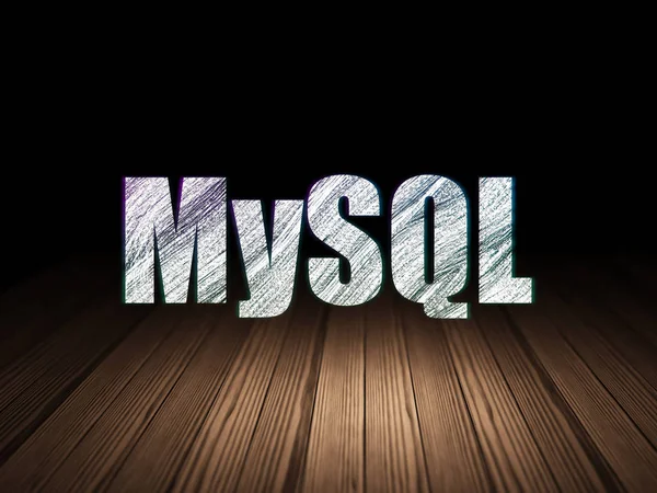 Programmering-konceptet: Mysql i grunge mörkt rum — Stockfoto