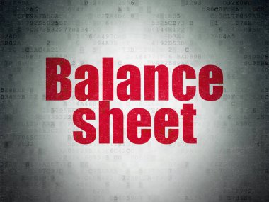 Para birimi kavramı: bilanço dijital veri kağıt arka plan üzerinde