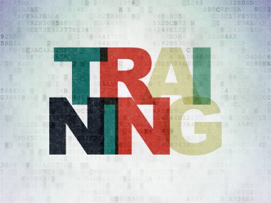 Eğitim kavramı: dijital veri kağıt arka plan üzerinde eğitim