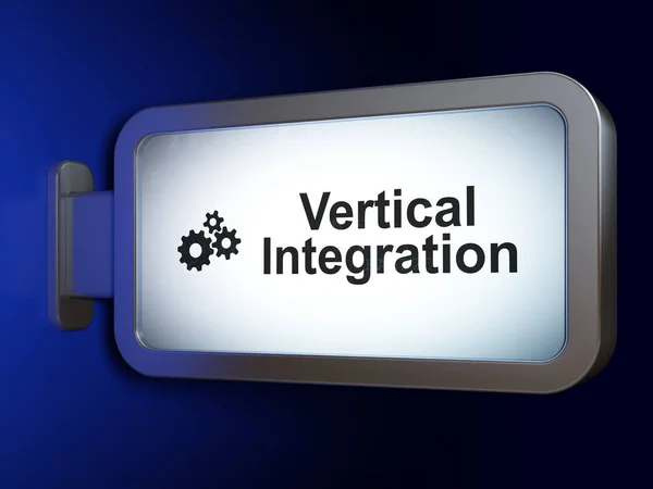 Affärsidé: vertikal Integration och Gears på billboard bakgrund — Stockfoto