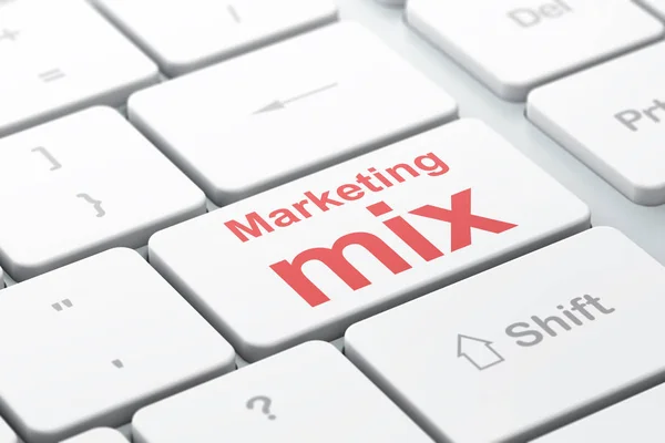 Marketing concept: Marketing Mix on computer keyboard background