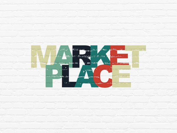 Concept marketing : Marketplace sur fond mural — Photo