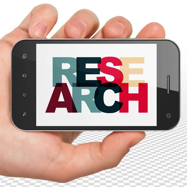 Concept marketing : Smartphone à main avec recherche à l'écran — Photo