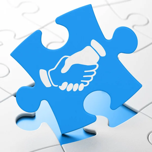 Political concept: Handshake on puzzle background — Stock Photo, Image