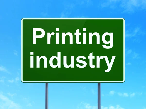 산업 개념:도 표지판 배경에 인쇄 산업 — 스톡 사진