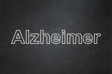 Sağlık kavramı: Alzheimer kara tahta arka plan üzerinde