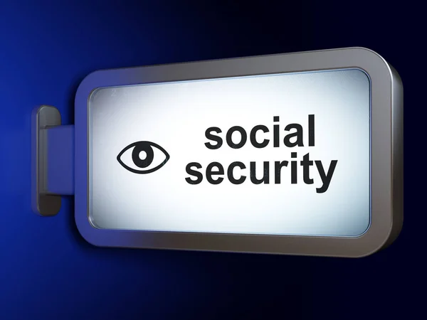 Koncepce ochrany soukromí: sociálního zabezpečení a okem na billboardu na pozadí — Stock fotografie