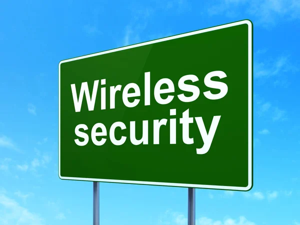 Conceptul de securitate: Securitate wireless pe fundalul semnelor rutiere — Fotografie, imagine de stoc