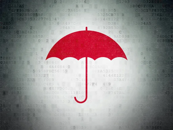 Koncepcja bezpieczeństwa: parasol na tle cyfrowych danych papierze — Zdjęcie stockowe