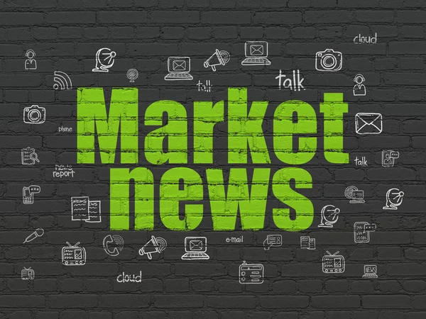 News concept: Market News on wall background — Stock Photo, Image