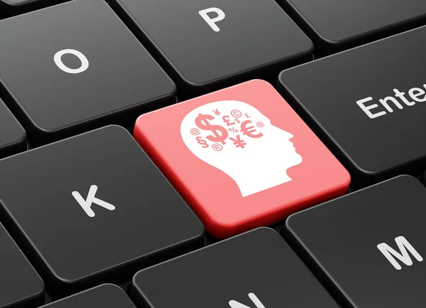 Utbildning koncept: huvud med finans-symbolen på dator tangentbord bakgrund — Stockfoto