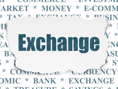 Para kavramı: Exchange yırtılmış kağıt arka plan üzerinde