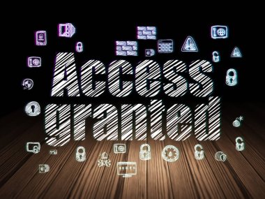 Gizlilik kavramı: grunge karanlık odada erişim izni verilsin