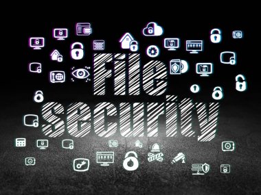 Koruma kavramı: grunge karanlık odada dosya güvenliği