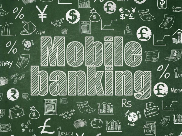 Concept d'argent : Mobile Banking sur fond de conseil scolaire — Photo
