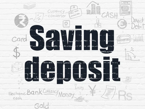 Concetto di valuta: deposito di risparmio sullo sfondo della parete — Foto Stock