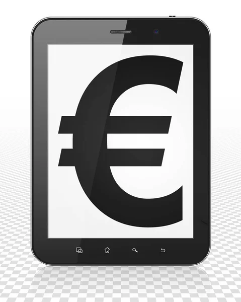 Valuta-konceptet: Tablet Pc-dator med euron på displayen — Stockfoto
