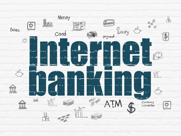 Concepto de dinero: Banca por Internet sobre fondo de pared —  Fotos de Stock
