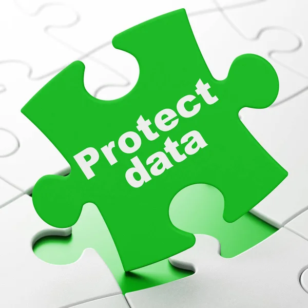 Conceito de segurança: Proteger dados no fundo do quebra-cabeça — Fotografia de Stock