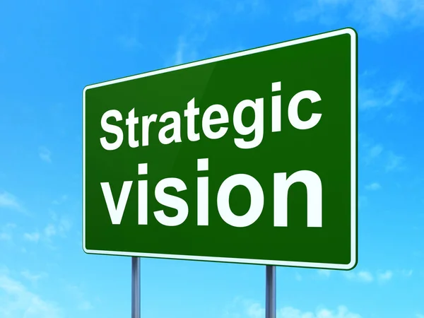 Concepto financiero: Visión estratégica sobre el fondo de la señal vial —  Fotos de Stock