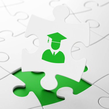 Bilim kavramı: Bulmaca arka plan üzerinde öğrenci