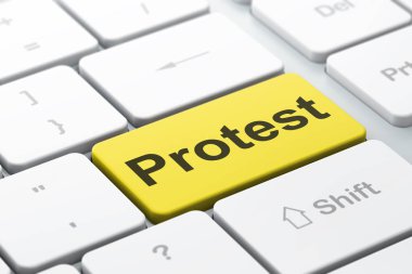 Politika kavramı: bilgisayar klavye zemin üzerine protesto