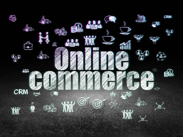 Finance concept: Online Commerce in grunge dark room — Stock Photo, Image