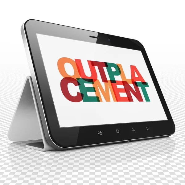 Obchodní koncept: tabletový počítač s Outplacement na displeji — Stock fotografie