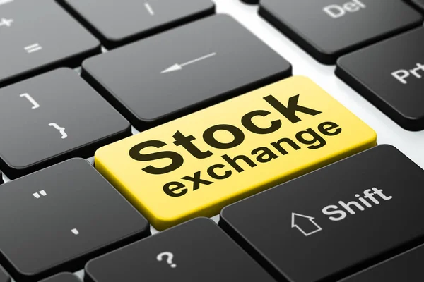 Concepto financiero: Bolsa de valores en el fondo del teclado del ordenador — Foto de Stock