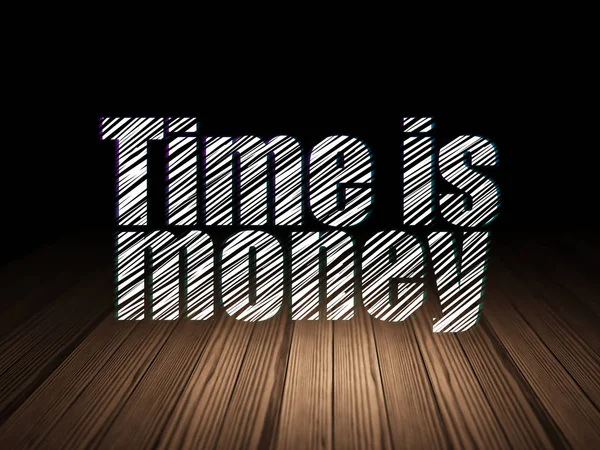 Концепция финансов: Время - это деньги в гранж-темной комнате — стоковое фото