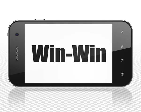 Финансовая концепция: Смартфон с Win-Win на дисплее — стоковое фото