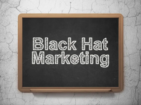 Finance concept: Black Hat Marketing on chalkboard background — Stock Photo, Image