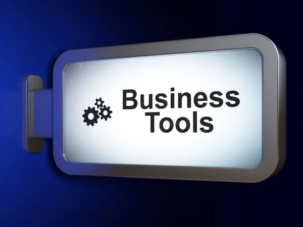 Finanzierungskonzept: Business Tools und Zahnräder auf Plakatwand Hintergrund — Stockfoto