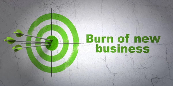 Finance concept: target and Burn Of new Business on wall background — Stock Photo, Image