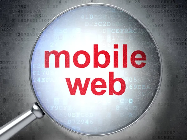 Web utvecklingskoncept: mobila webben med optiska glas — Stockfoto