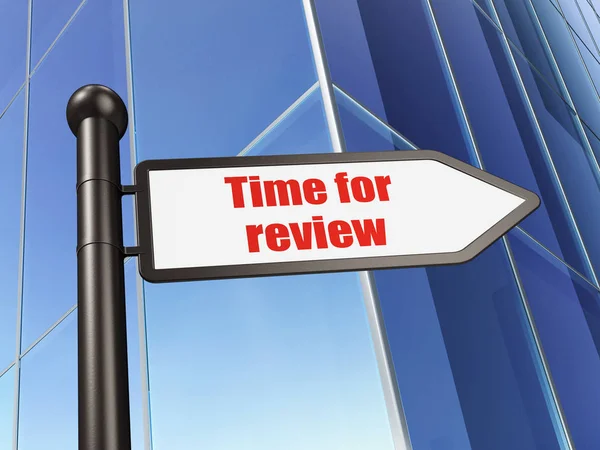 Time concept: sign Time for Review on Building background — Stock Photo, Image